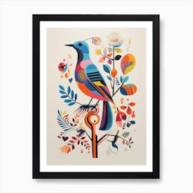 Colourful Scandi Bird Sparrow 2 Art Print