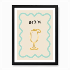 Bellini Doodle Poster Teal & Orange Art Print