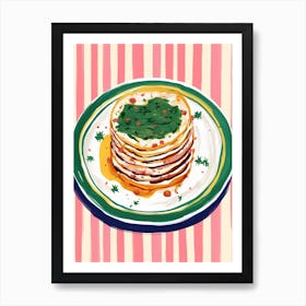 A Plate Of Pancakes Top View Food Illustration 2 Art Print