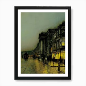 Canny Glasgow, circa 1887. Painted by John Atkinson Grimshaw. British Painters | Victorian Vintage Gloomy Dark Aesthetic Painting | HD Remastered Perfect Reproduction With Great Lighting Art Print