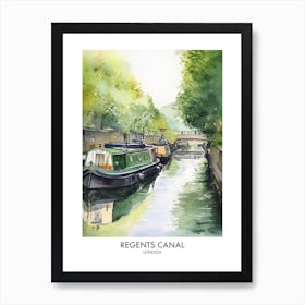 Regents Canal London Watercolour Travel Poster 4 Art Print