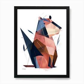 Geometric Capybara, Minimalism, Cubism Art Print