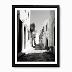 Rhodes, Greece, Mediterranean Black And White Photography Analogue 1 Art Print
