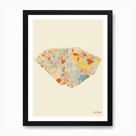 Paris France 7th Arrondissement Neighbourhood Map Art Print