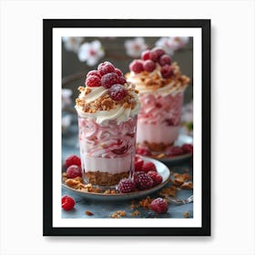 Dessert With Raspberries Art Print