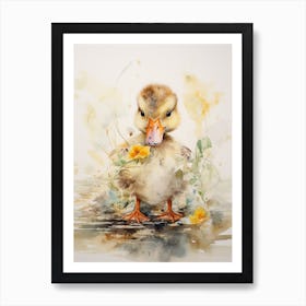Duckling & The Daffodils Art Print