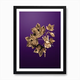 Gold Botanical Tulip Tree on Royal Purple n.2312 Art Print