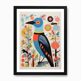 Colourful Scandi Bird Baldpate 1 Art Print