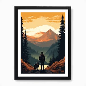 Man And Dog In The Mountains 1 Art Print