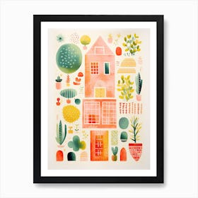 A House In Barcelona, Abstract Risograph Style 5 Art Print