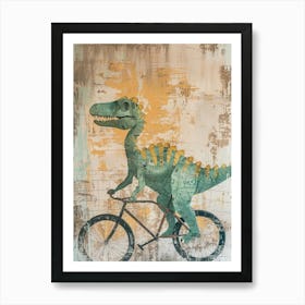 Grafitti Style Pastel Painting Dinosaur Riding A Bike 1 Art Print