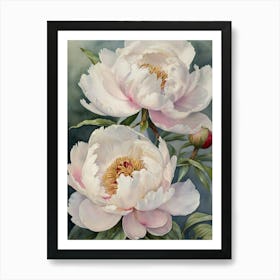 (landscape)White Peonies Art Print