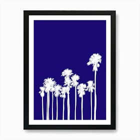 Palm Trees On A Blue Background Art Print