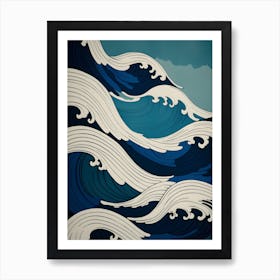 Dark blue Ocean Waves Art Print