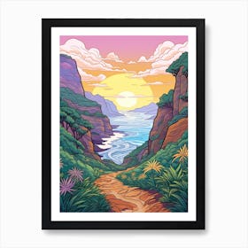 Kalalau Trail Hawaii 2 Hike Illustration Art Print