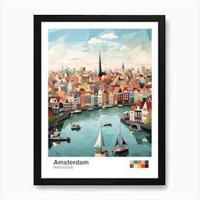 Amsterdam, Netherlands, Geometric Illustration 2 Poster Art Print