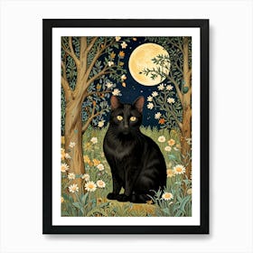 William Morris Black Cat In The Woods 2 Art Print