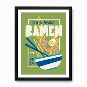 Ramen Kitchen 1974 Green Art Print