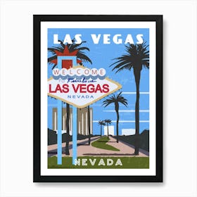 Las Vegas, USA — Retro travel minimalist poster Art Print