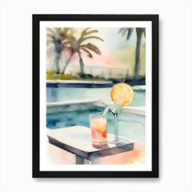 Drink By the Pool Abstract Watercolor Póster