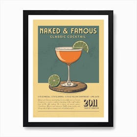 Naked And Famous Classic Cocktail Art Print