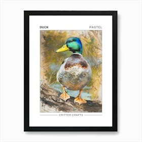 Duck Pastel Watercolour 3 Poster Art Print