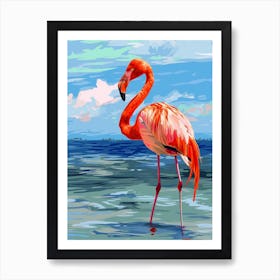 Flamingos On The Beach Art Print by Nicks Emporium - Fy