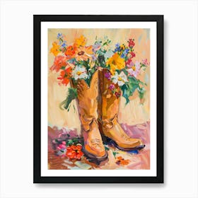 Cowboy Boots And Wildflowers 2 Art Print