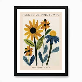 Spring Floral French Poster  Black Eyed Susan 2 Art Print