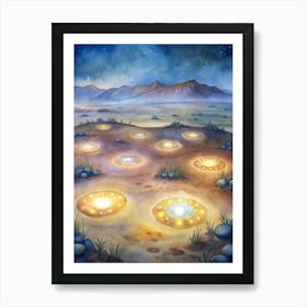 A Glowing Design Of The Fairy Circles In Namibia S (1) Art Print