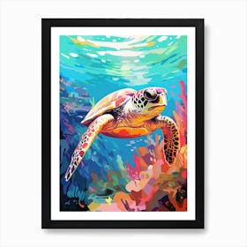 Colour Splash Sea Turtle 2 Art Print