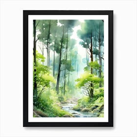 Watercolor Of A Forest 1 Art Print