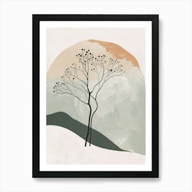 Ebony Tree Minimal Japandi Illustration 1 Art Print