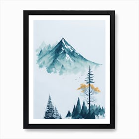 Mountain And Forest In Minimalist Watercolor Vertical Composition 322 Art Print