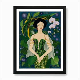 Woman In A Green Dress 3 Art Print