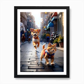 Puppy And Kitty 2 Art Print