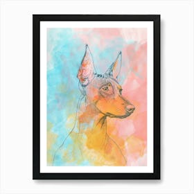 Pastel German Pinscher Dog Pastel Line Illustration  4 Art Print