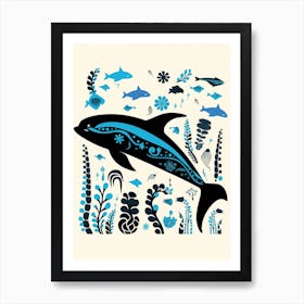 Kitsch Orca Whale Fish Pattern 1 Art Print