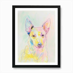 Dog Pastel Line Pink Yellow Illustration Art Print