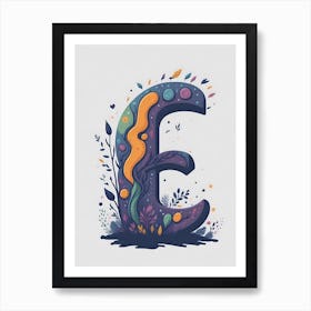 Colorful Letter E Illustration 23 Art Print