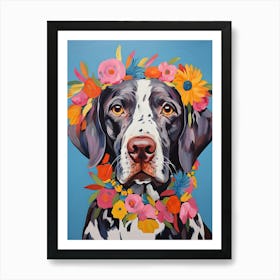 Pointer Portrait With A Flower Crown, Matisse Painting Style 1 Art Print