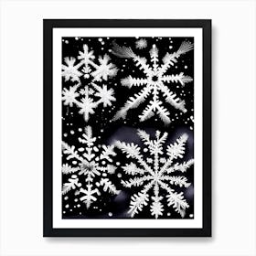 Intricate, Snowflakes, Black & White 1 Art Print