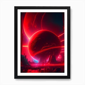 Red Giant Neon Nights Space Art Print