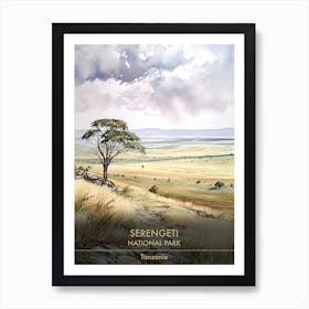 Serengeti National Park Tanzania Watercolour 3 Art Print