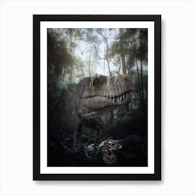 Dinosaur T-Rex In The Jurassic Forest Art Print