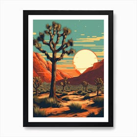  Retro Illustration Of A Joshua Trees At Dusk In Desert 8 Art Print