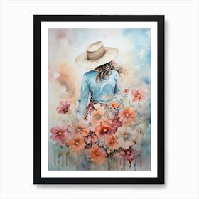 Cowgirl Watercolour Flower 4 Art Print