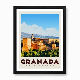 Granada Spain Travel Poster Art Print