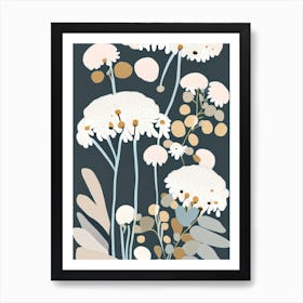 Pearly Everlasting Wildflower Modern Muted Colours 1 Art Print