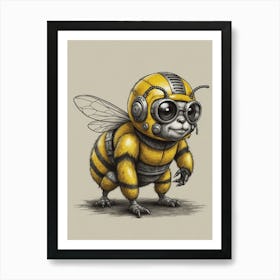 Robot Bee Art Print